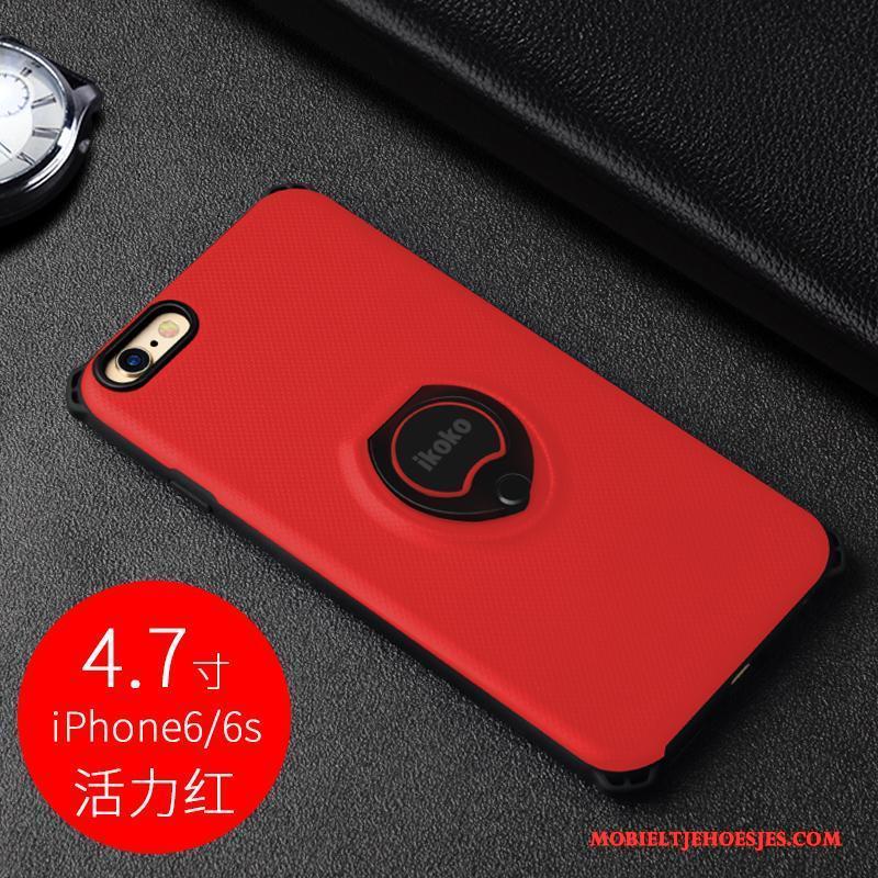 iPhone 6/6s Ring Anti-fall Rood Hoesje Telefoon Auto Magnetisch Siliconen