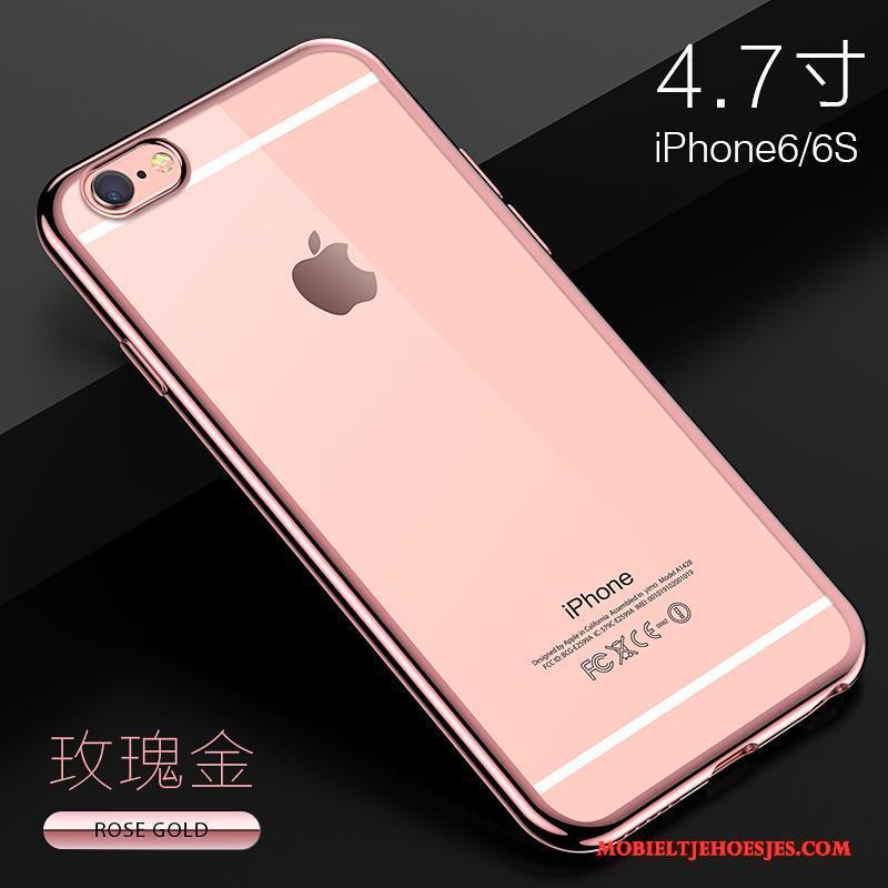 iPhone 6/6s Siliconen Doorzichtig Hoes Dun Hoesje Telefoon Rose Goud Anti-fall
