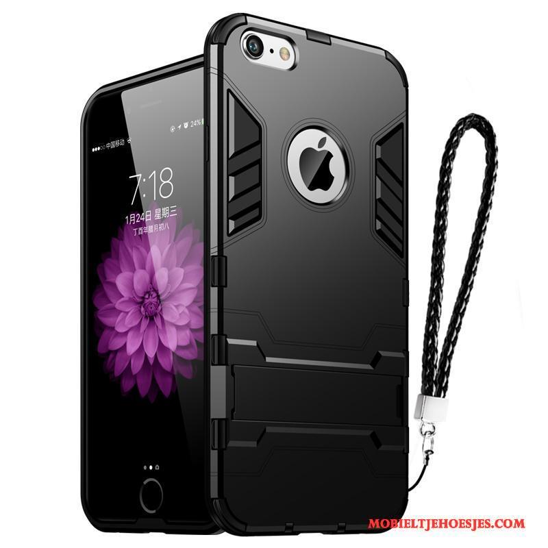 iPhone 6/6s Siliconen Hoesje Telefoon All Inclusive Anti-fall Nieuw Trend Zwart