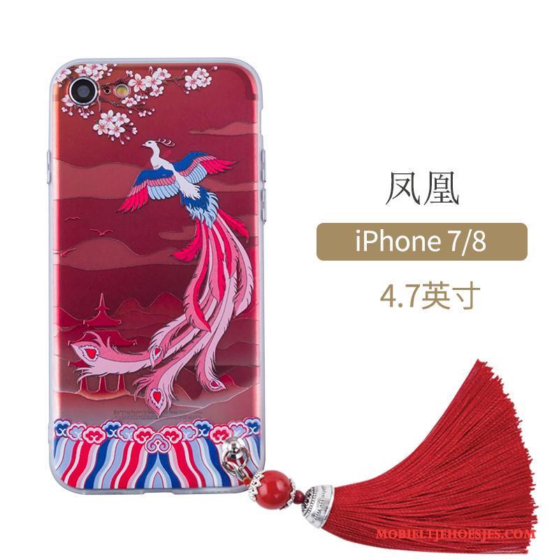 iPhone 7 Bescherming Rood Hoes Hoesje Telefoon Kunst Chinese Stijl