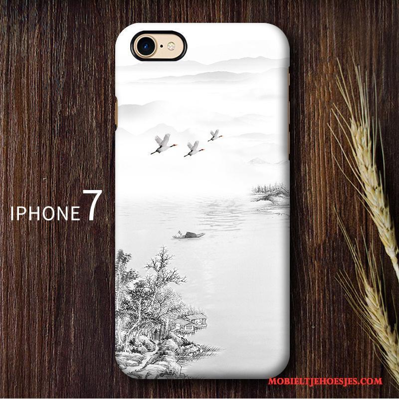 iPhone 7 Hard Chinese Stijl Wit Anti-fall Kunst Vintage Hoesje