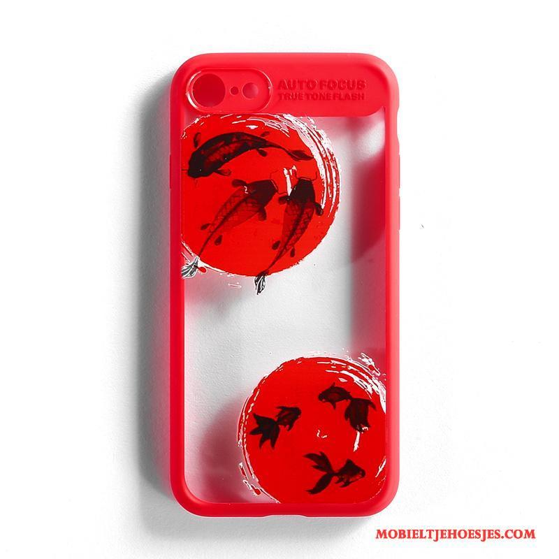 iPhone 7 Hoes Geschilderd Anti-fall Persoonlijk Rood Hoesje Telefoon Dun