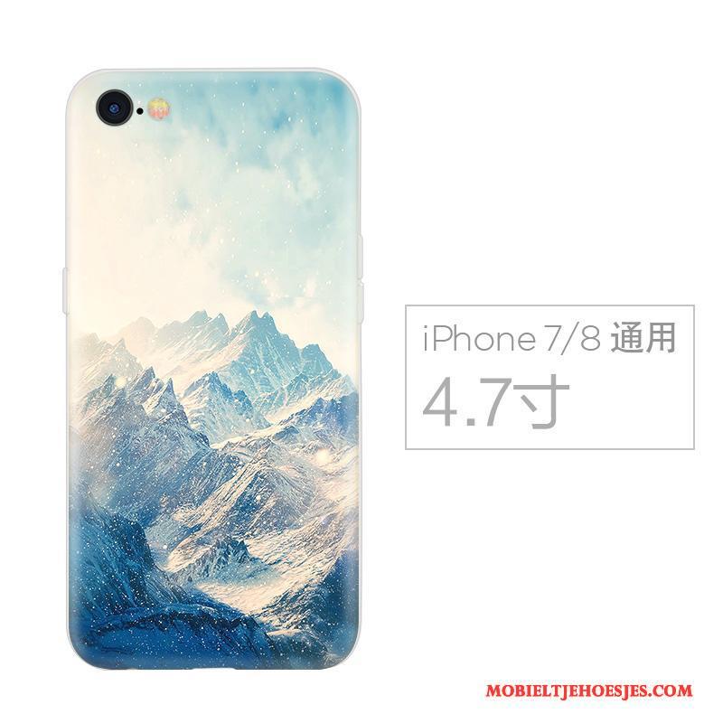 iPhone 7 Hoesje Blauw Hoes Zacht Trend Chinese Stijl Scheppend Anti-fall