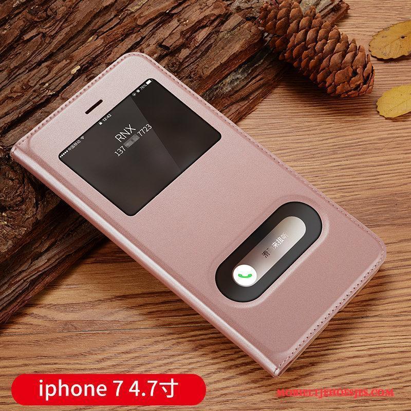 iPhone 7 Hoesje Telefoon Bescherming Mobiele Telefoon Rose Goud Clamshell Leren Etui