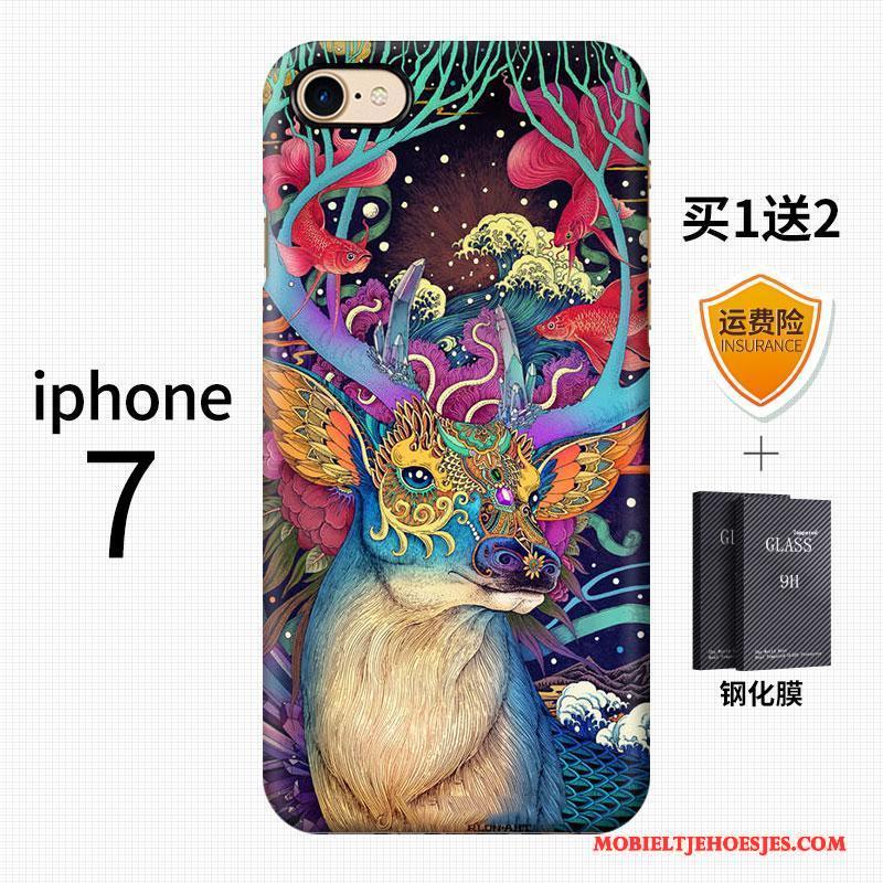 iPhone 7 Kleur Kunst Schrobben Anti-fall Hoesje Telefoon Trend Chinese Stijl