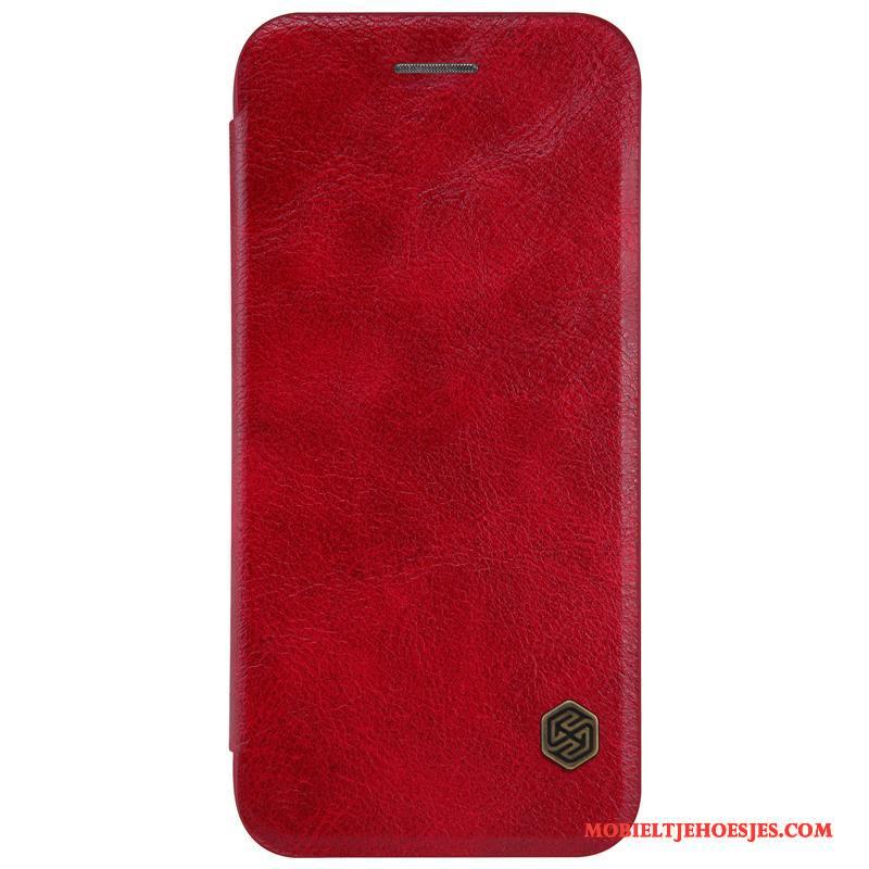 iPhone 7 Leren Etui Hoes Mobiele Telefoon Hoesje Telefoon Rood Goud Bescherming