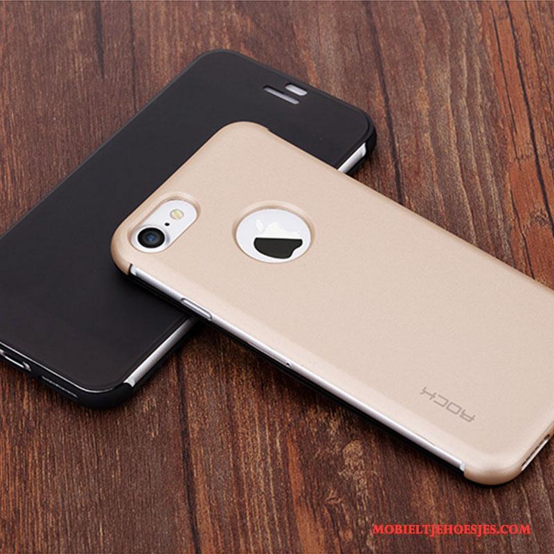 iPhone 7 Leren Etui Hoesje Goud Bescherming Folio Doorzichtig Telefoon