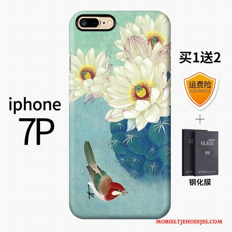 iPhone 7 Plus Chinese Stijl Kunst Vintage Blauw Hoesje Telefoon Hard Scheppend