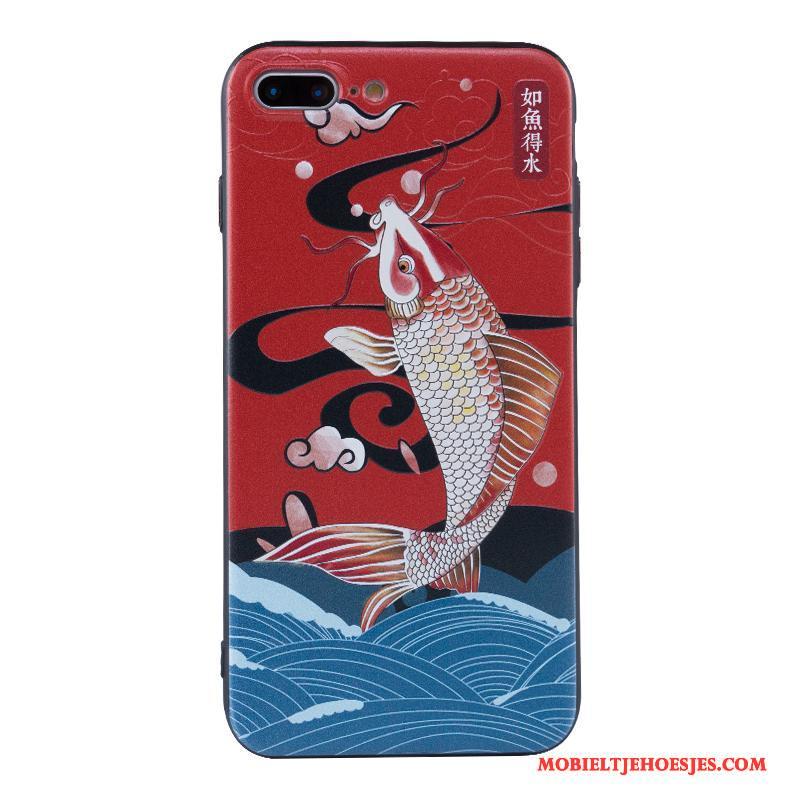 iPhone 7 Plus Hoesje Anti-fall Wind Rood Kunst Hoes Bescherming Chinese Stijl