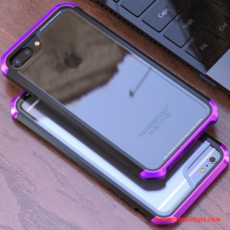 iPhone 7 Plus Hoesje Omlijsting Doorzichtig Achterklep Glas Nieuw All Inclusive Purper