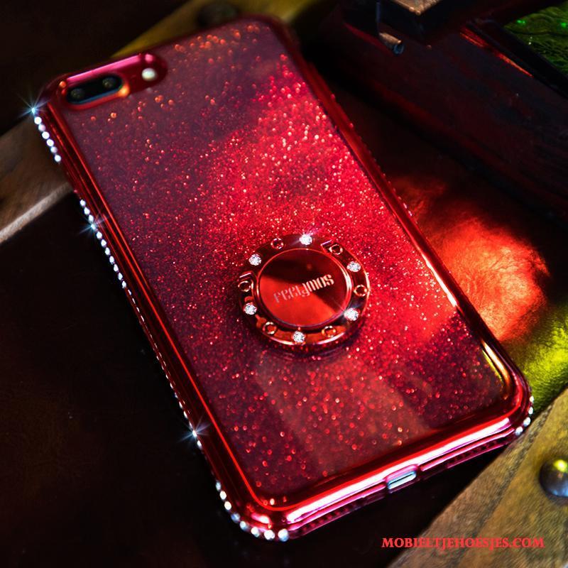 iPhone 7 Plus Hoesje Telefoon Rood Met Strass Siliconen Ring Trendy Merk Elegante