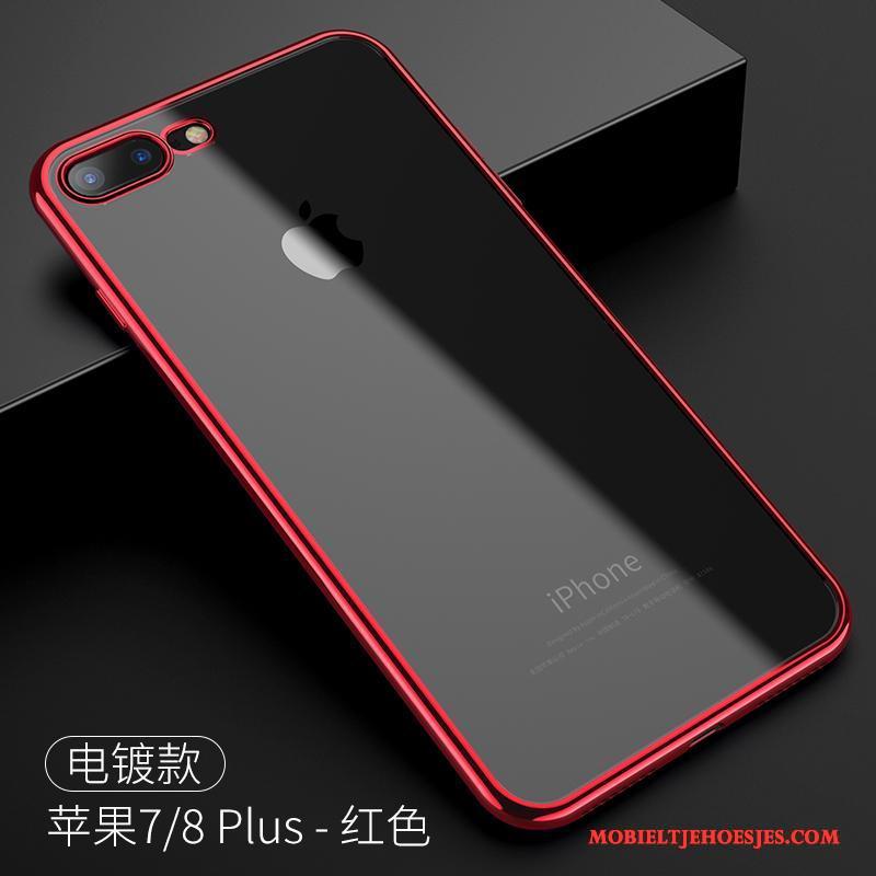 iPhone 7 Plus Nieuw Siliconen Doorzichtig Hoes Anti-fall Hoesje Telefoon Rood
