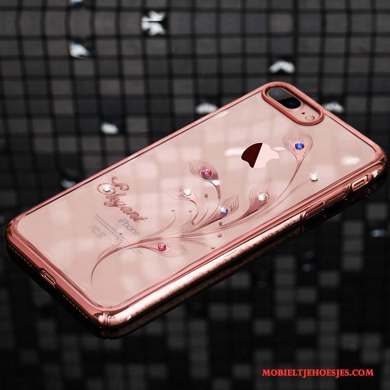 iPhone 7 Plus Rose Goud Hoesje Telefoon Doorzichtig Hard Luxe Met Strass Anti-fall
