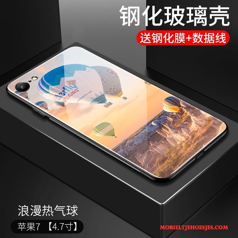 iPhone 7 Spiegel Bescherming Hoesje Telefoon Geel Glas Siliconen All Inclusive