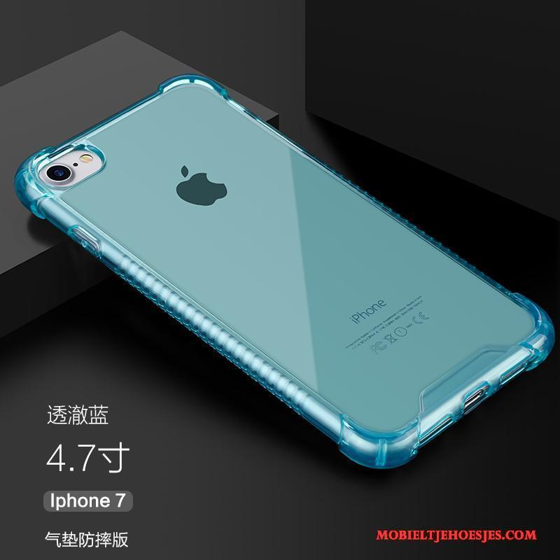 iPhone 7 Zacht Hoesje Telefoon Siliconen Blauw Anti-fall Eenvoudige Doorzichtig