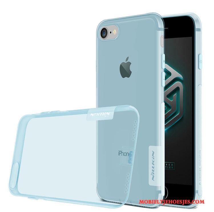 iPhone 8 Anti-fall Hoes Hoesje Telefoon Blauw Doorzichtig Kaart Zacht