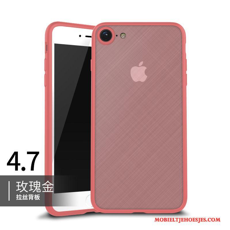 iPhone 8 Doorzichtig Zacht Rose Goud Omlijsting Dun Anti-fall Hoesje
