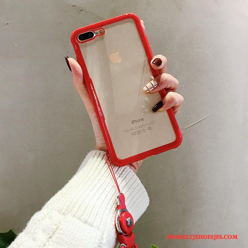 iPhone 8 Hoesje Hoes Anti-fall Hanger Scheppend Bescherming Rood Glas
