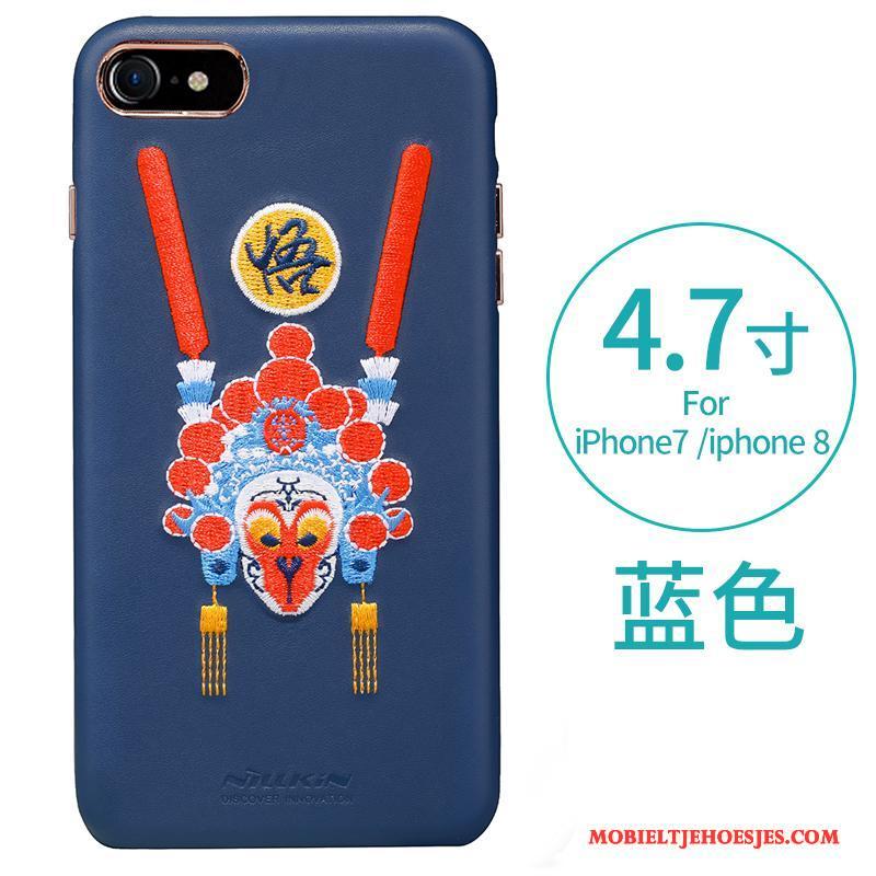 iPhone 8 Hoesje Mobiele Telefoon Leer Bescherming Blauw Scheppend Telefoon