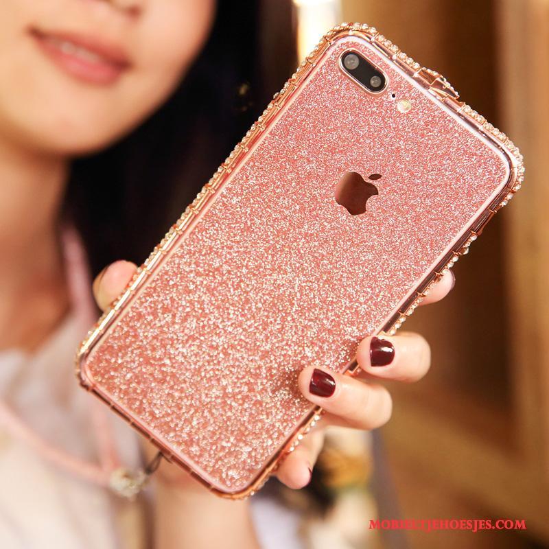 iPhone 8 Omlijsting Nieuw Hoesje Telefoon Met Strass Rose Goud Bescherming Metaal