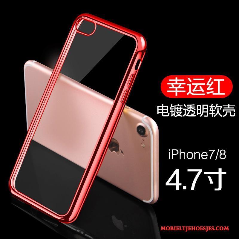 iPhone 8 Plating Hoes Rood Hoesje Telefoon Dun Mobiele Telefoon Bescherming