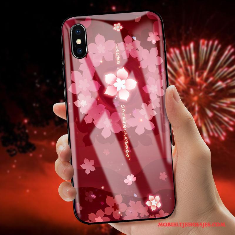 iPhone 8 Plus Anti-fall Hoesje Telefoon Glas Rood Trendy Merk Nieuw