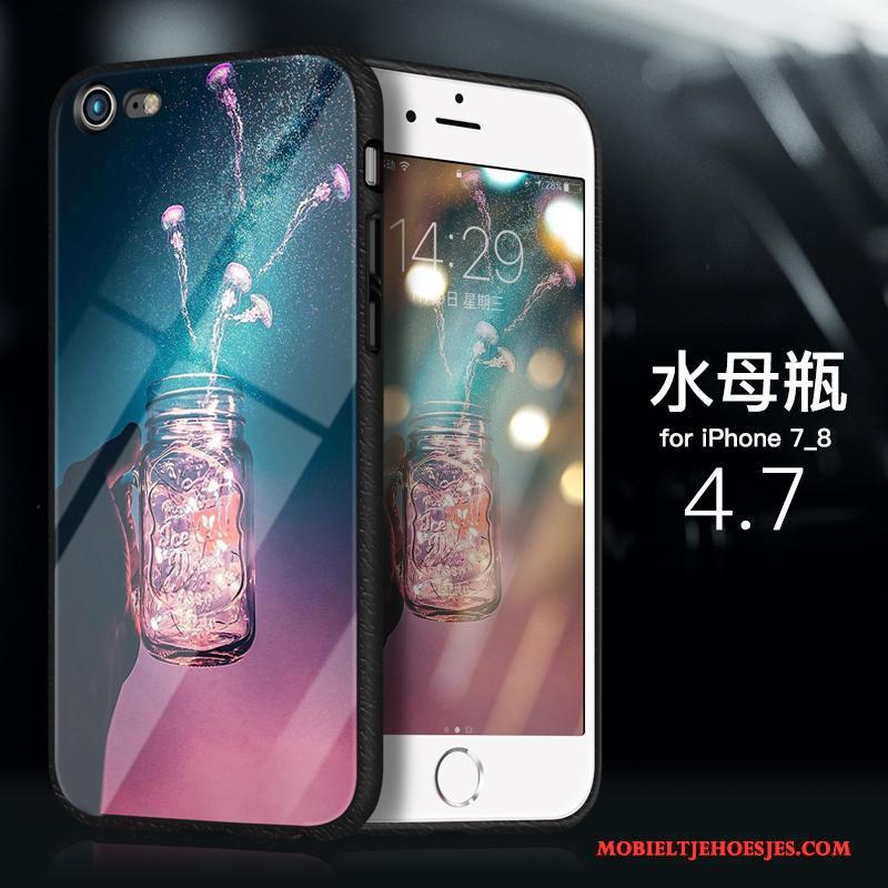 iPhone 8 Plus Hoesje Anti-fall Hoes Glas Purper Bescherming Siliconen Trend