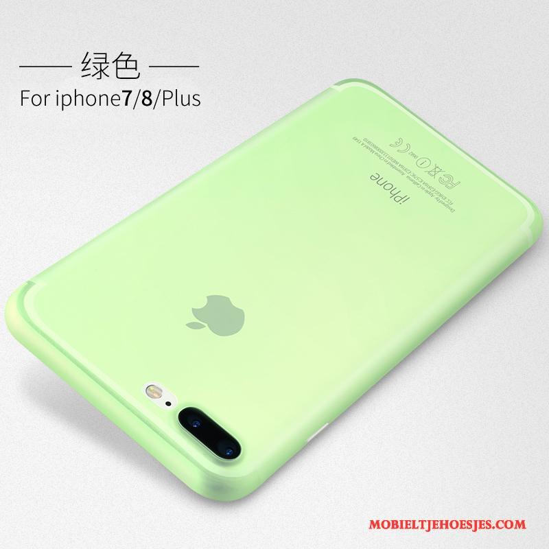 iPhone 8 Plus Hoesje Doorzichtig Nieuw Dun Schrobben Hard Hoes Groen