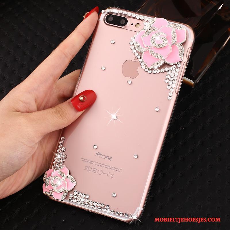 iPhone 8 Plus Hoesje Telefoon Met Strass Roze Doorzichtig Bescherming Nieuw