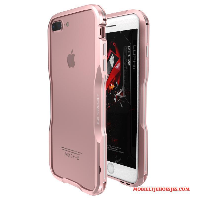 iPhone 8 Plus Hoesje Telefoon Omlijsting Roze Anti-fall Nieuw Metaal Bescherming