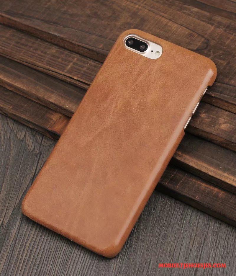 iPhone 8 Plus Leren Etui Bruin Bescherming Hoes Anti-fall Hoesje Telefoon Mobiele Telefoon