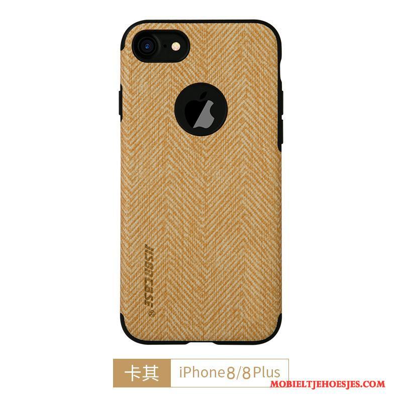 iPhone 8 Plus Siliconen Hoes Hoesje Telefoon Khaki Eenvoudige Rood Bescherming