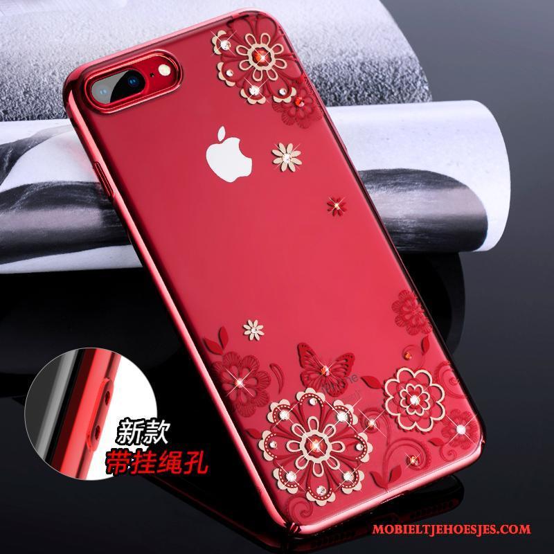 iPhone 8 Rood Anti-fall Nieuw Luxe Met Strass Hanger Hoesje Telefoon