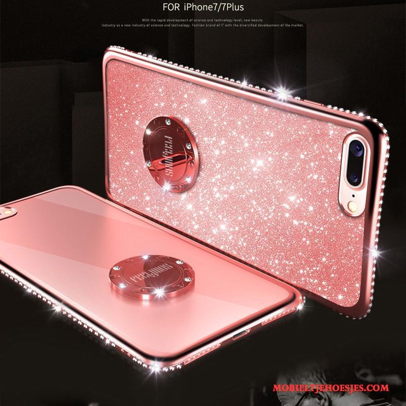 iPhone 8 Rood Trendy Merk Net Red Met Strass Hoesje Telefoon Roze