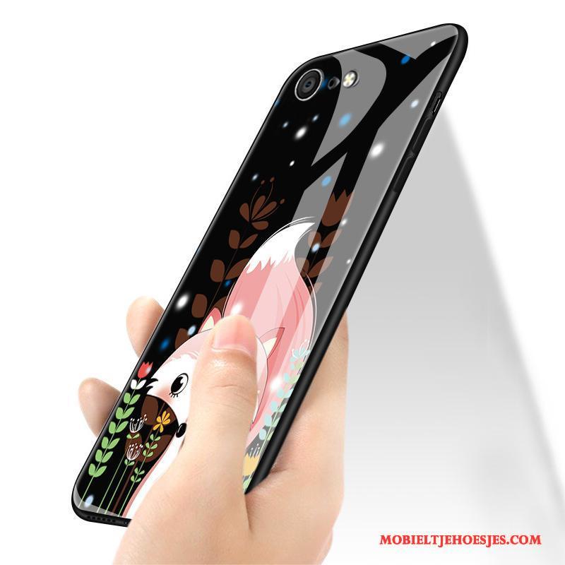 iPhone 8 Siliconen Hard Hoesje Zwart Bescherming Telefoon Glas