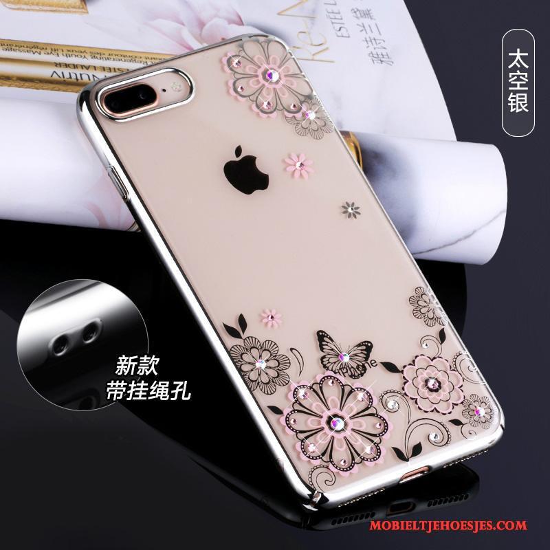 iPhone 8 Trend Nieuw Met Strass Hoes Hoesje Telefoon Anti-fall Zilver