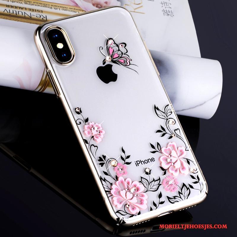 iPhone X All Inclusive Hoesje Telefoon Luxe Trendy Merk Roze Doorzichtig Met Strass