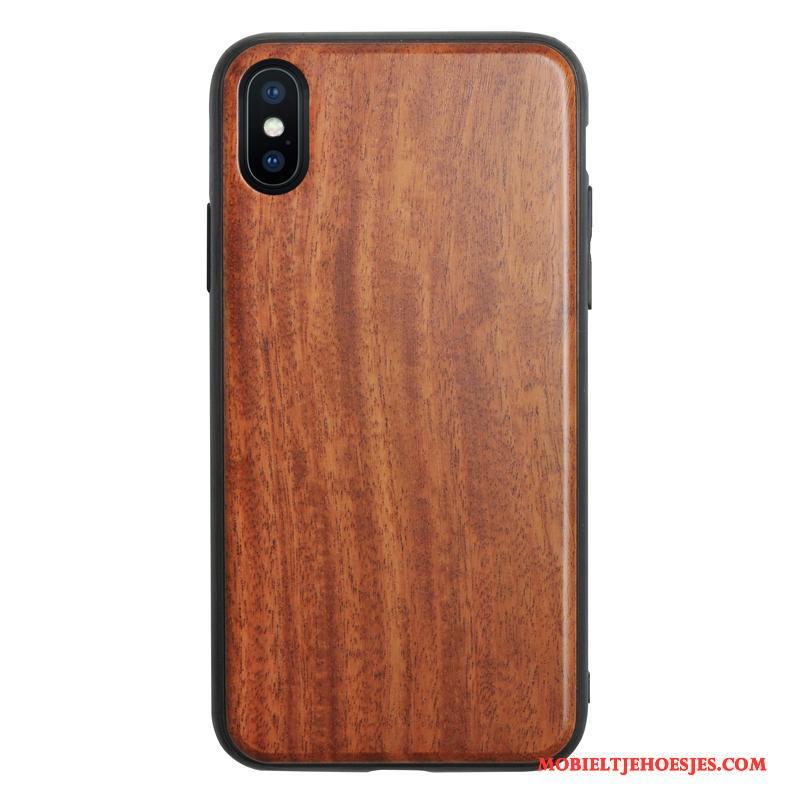 iPhone X Bescherming Pu Hout Hoes All Inclusive Hoesje Telefoon Massief Hout