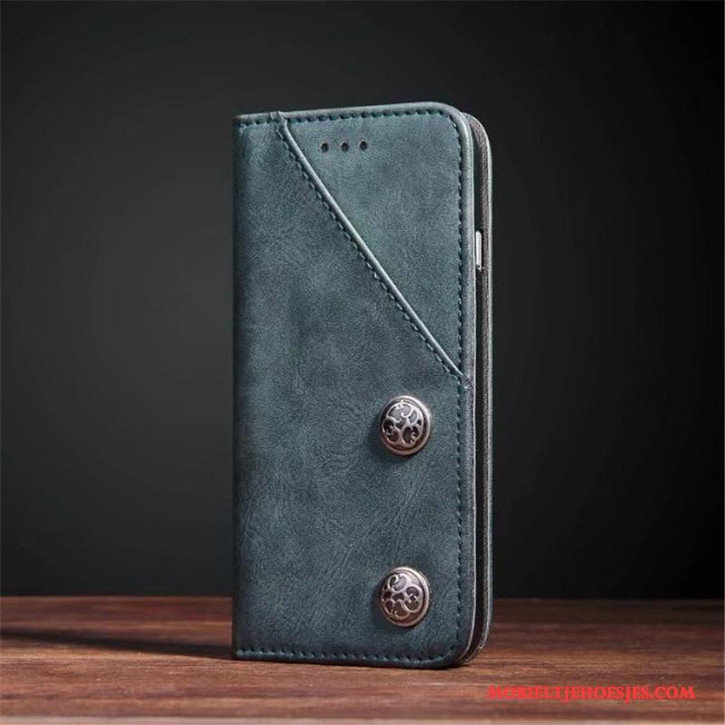 iPhone X Echt Leer Folio Hoes Hoesje Telefoon Kwaliteit Leren Etui Vintage