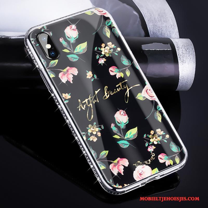 iPhone X Hoesje Nieuw Trendy Merk Met Strass All Inclusive Zwart Luxe Anti-fall