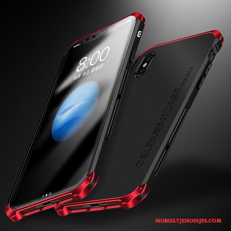 iPhone X Hoesje Trendy Merk Telefoon Rood Anti-fall Metaal Siliconen
