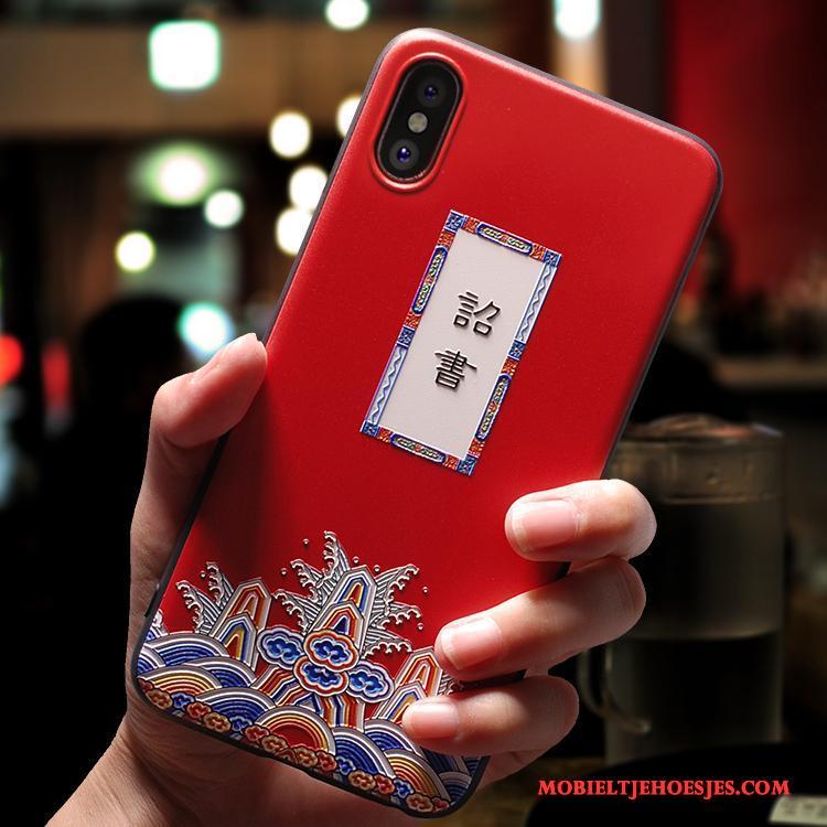 iPhone X Nieuw Trend Hoesje Telefoon Dun Lovers Rood Siliconen