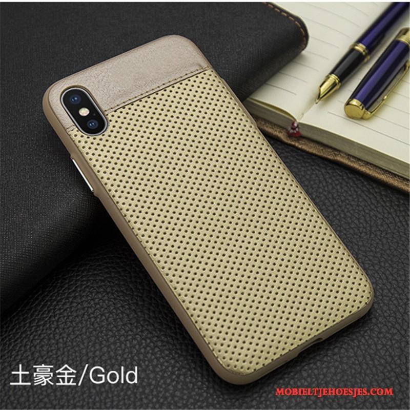 iPhone X Trend Leren Etui Goud Hoesje Telefoon Anti-fall All Inclusive Bescherming