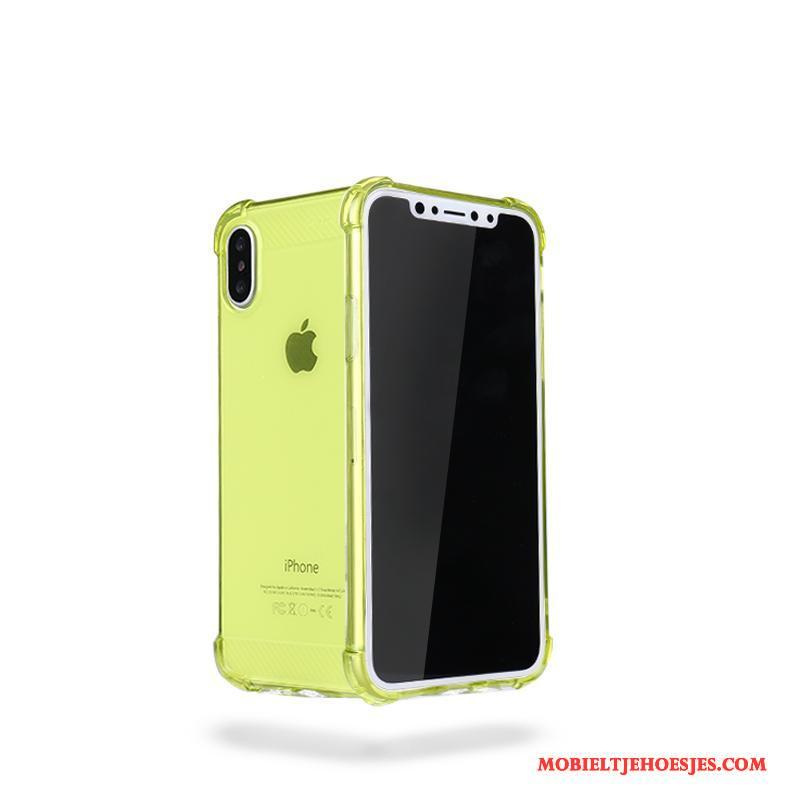 iPhone X Zacht Hoesje Doorzichtig Anti-fall Dun Bescherming Groen