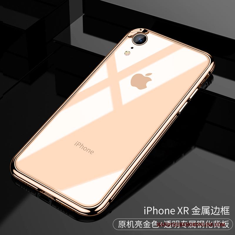 iPhone Xr Hoesje Doorzichtig Hoes High End Anti-fall Goud Trendy Merk Bescherming