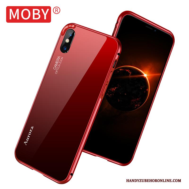 iPhone Xs Hoesje Nieuw Metaal Trendy Merk Rood Anti-fall High End Omlijsting