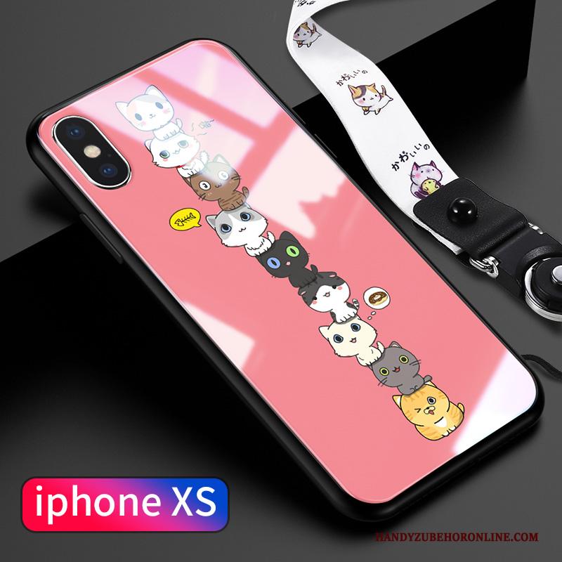 iPhone Xs Hoesje Pu Zacht Spotprent Roze Glas Lichte En Dun Hanger