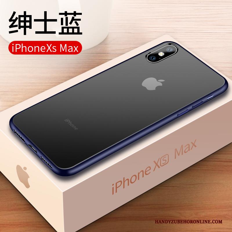 iPhone Xs Max Anti-fall Hoesje Telefoon Blauw Eenvoudige Trend Siliconen Zacht