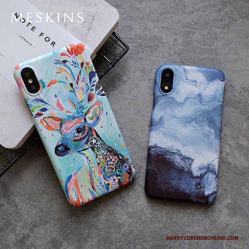 iPhone Xs Max Anti-fall Schrobben Nieuw Scheppend Hoesje Telefoon Blauw Trendy Merk