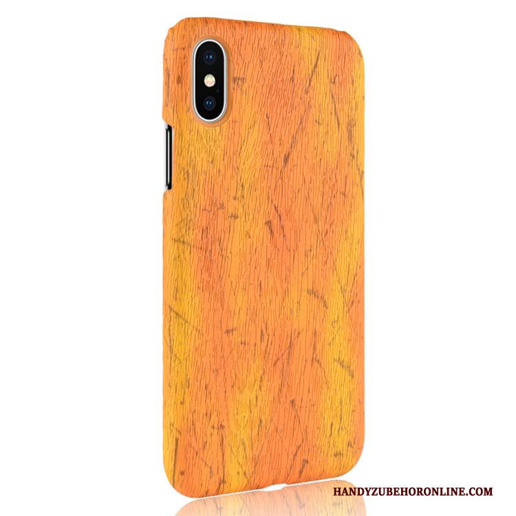 iPhone Xs Max Hoesje Telefoon Kwaliteit Houtnerf Bescherming Anti-fall Hard Leer